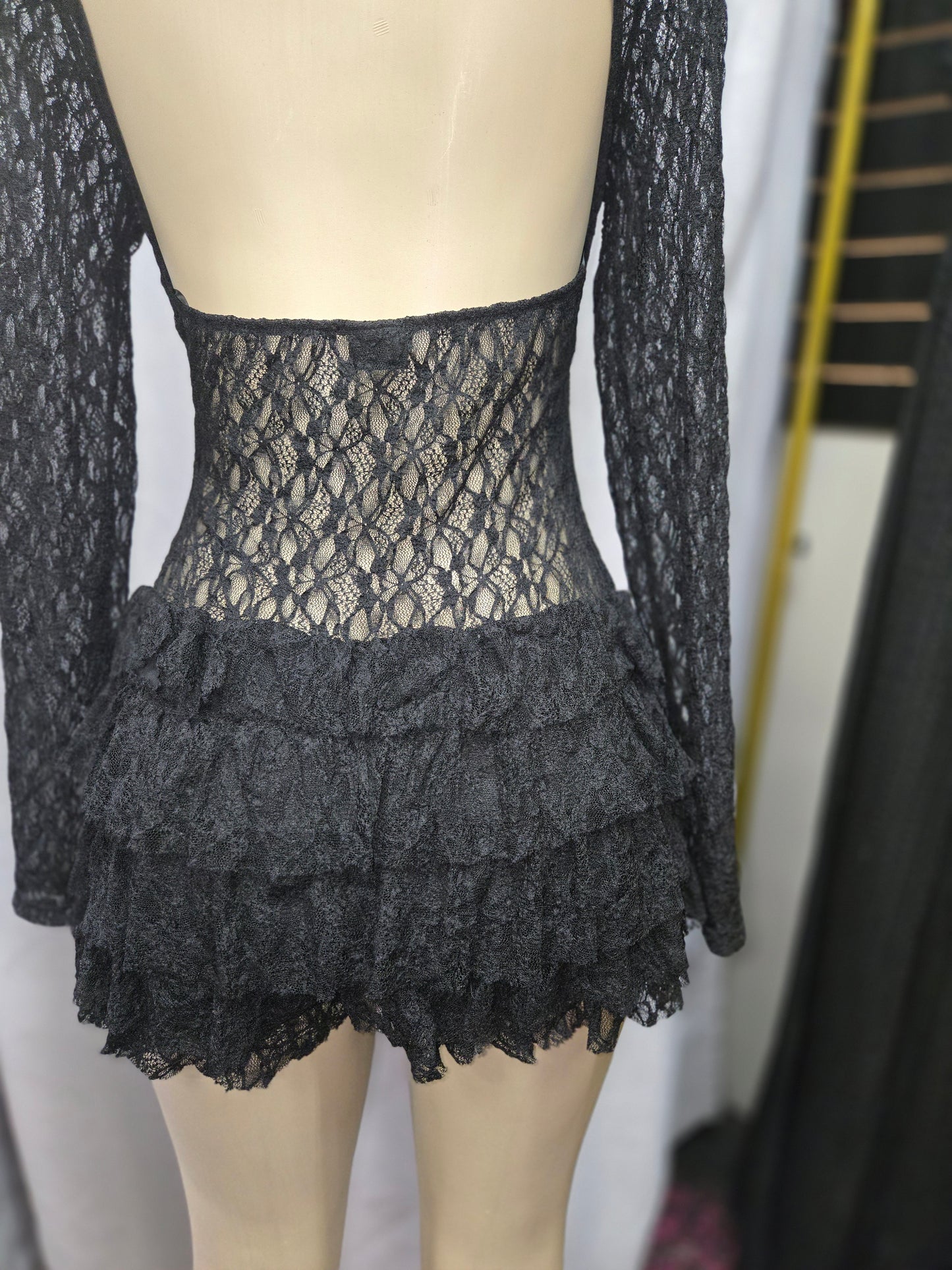 "I'm What You Need" Long Sleeve Cutout Back Ruffled Romper.