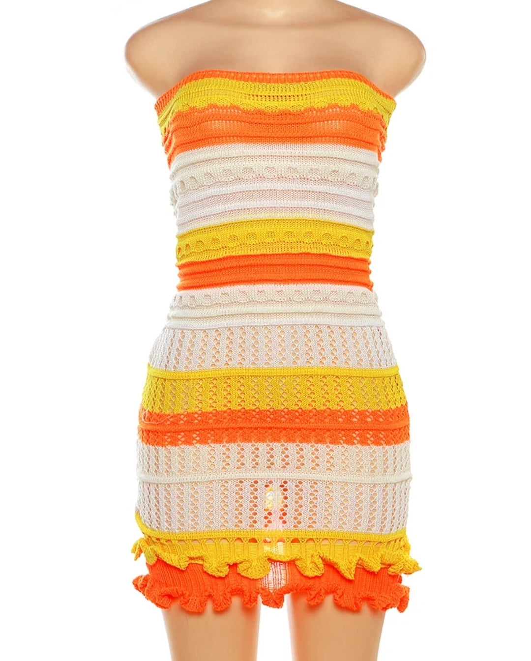 "Island Vibes Only" Multi Color Crochet Tube Top Dress.