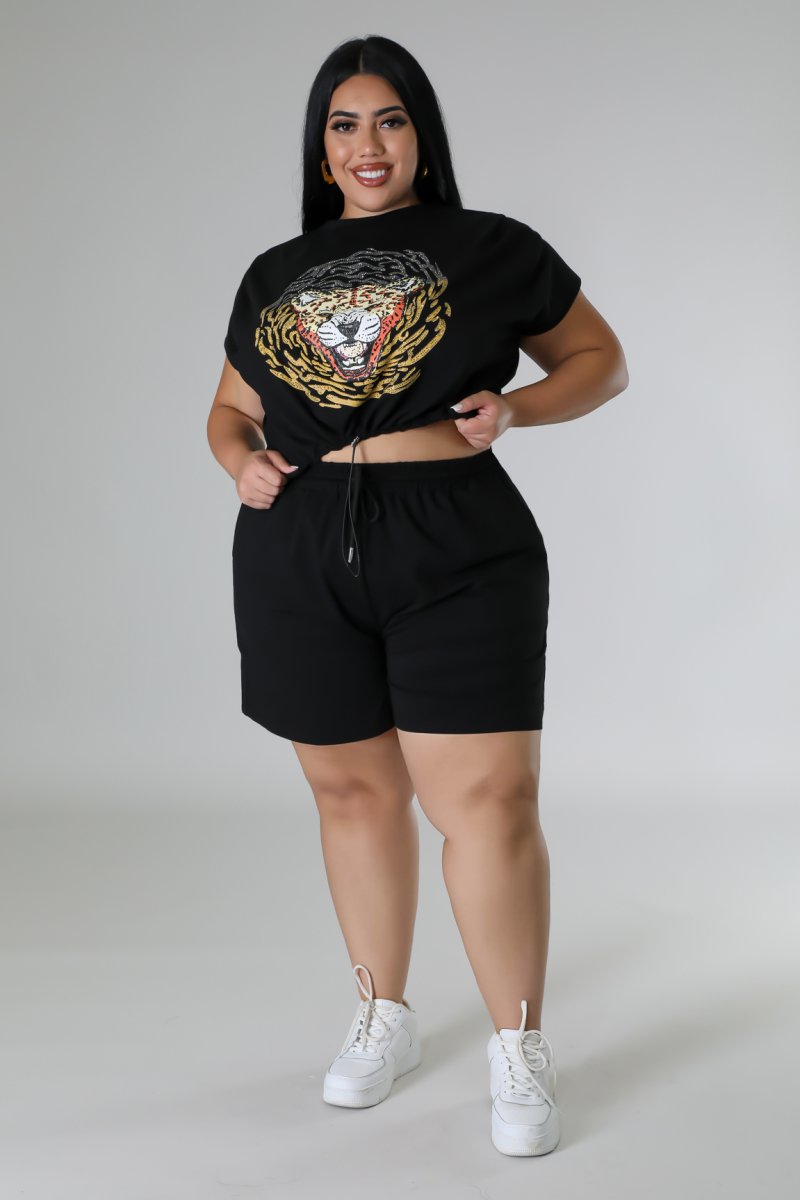 "Wish Granted" Plus Size Cropped Tee & Stretch Short Set.
