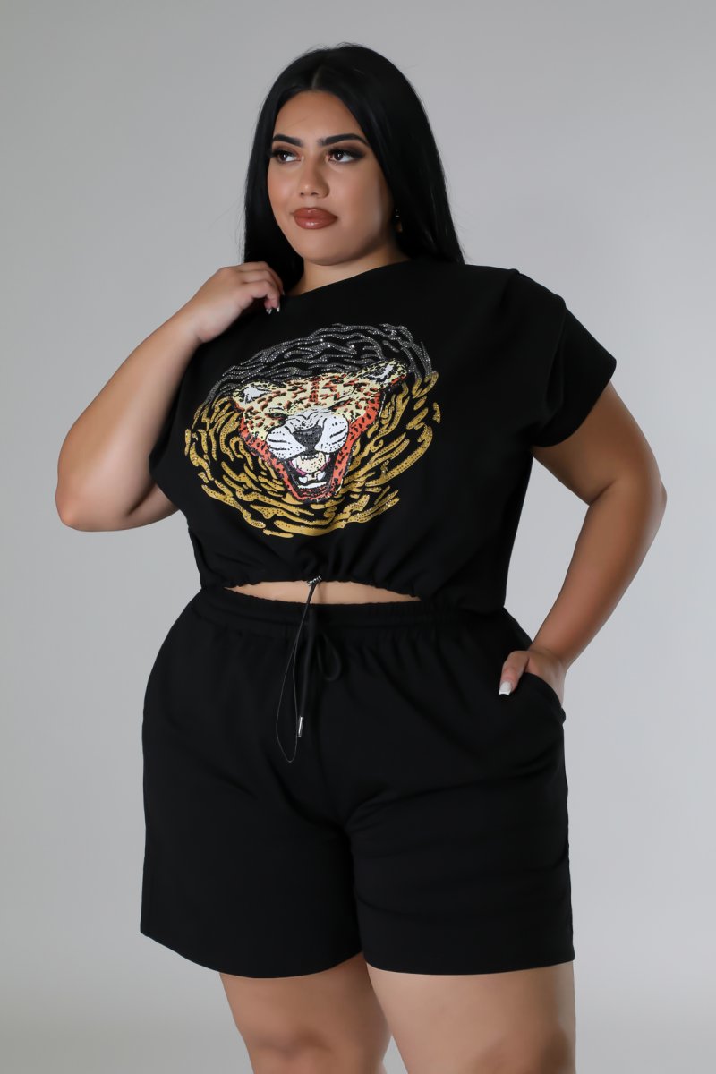 "Wish Granted" Plus Size Cropped Tee & Stretch Short Set.