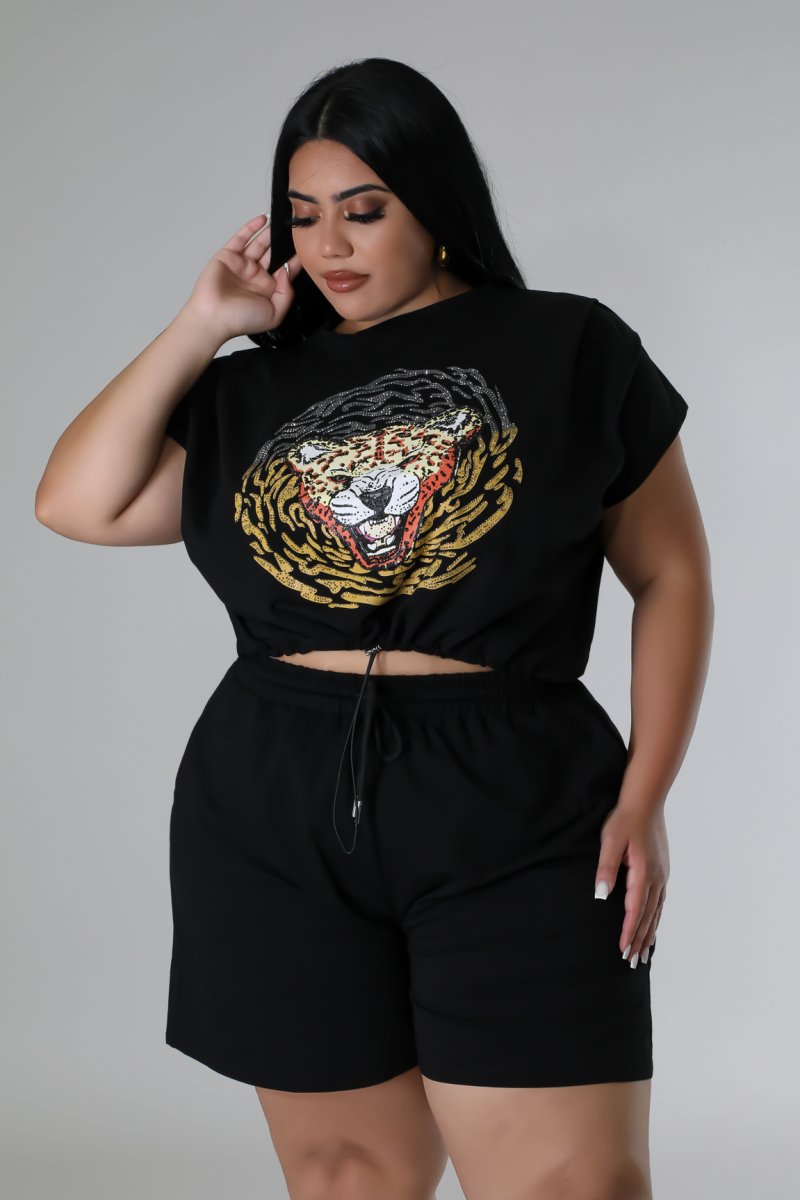 "Wish Granted" Plus Size Cropped Tee & Stretch Short Set.