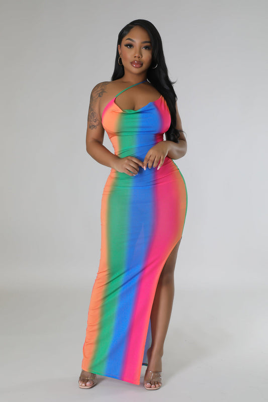 "Sunshine On My Mind" One Shoulder Side Slit Maxi Dress.