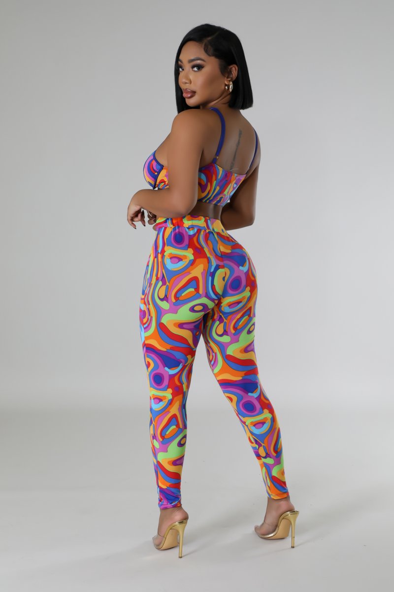 "Irresistible Allure" Strap Shoulder Bra Top Belt Tie & High Waist Leggings Set.