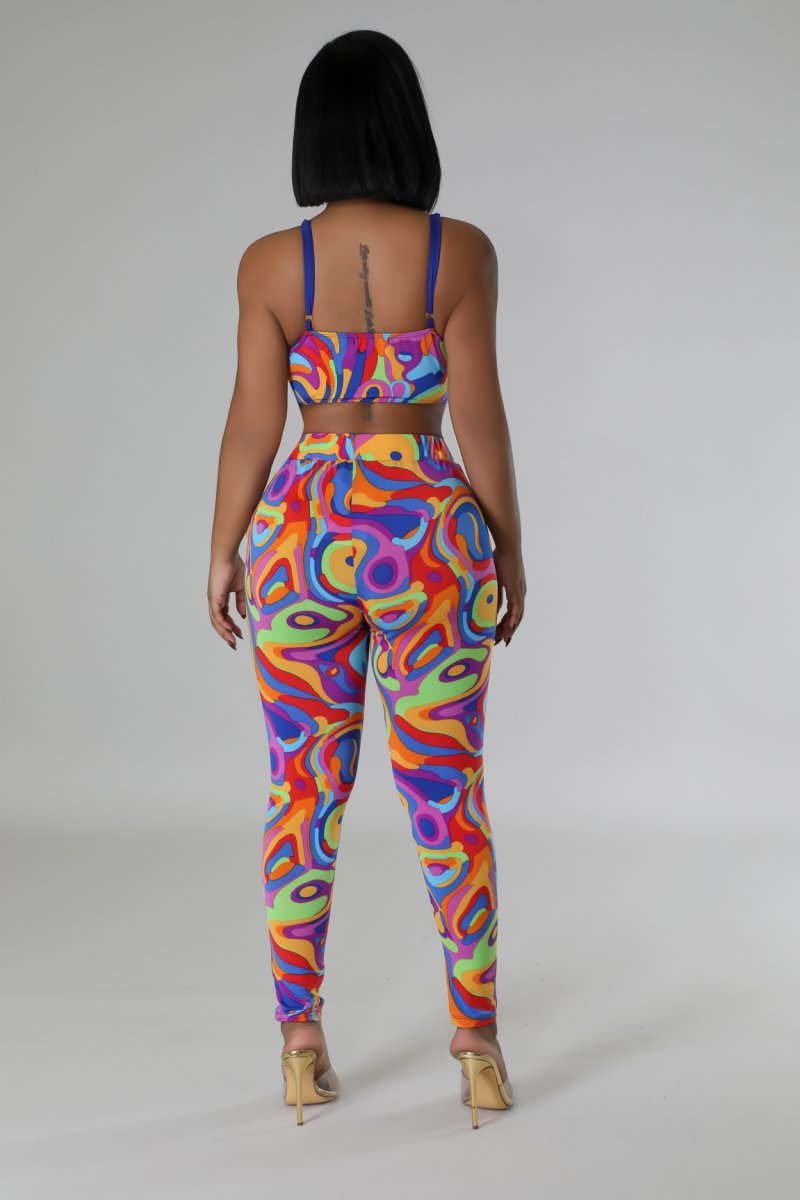 "Irresistible Allure" Strap Shoulder Bra Top Belt Tie & High Waist Leggings Set.