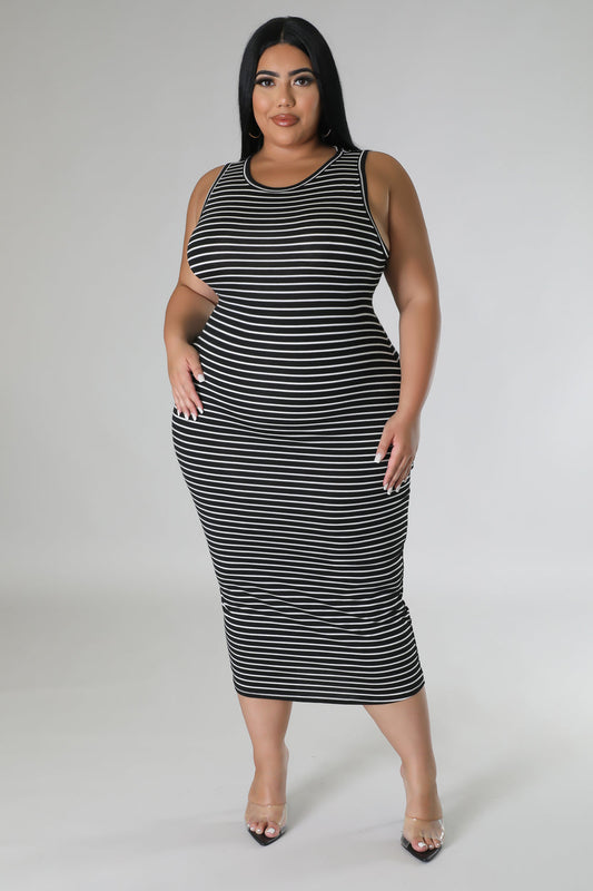 "Doing Me" Sleeveless Plus Size Midi Dress.
