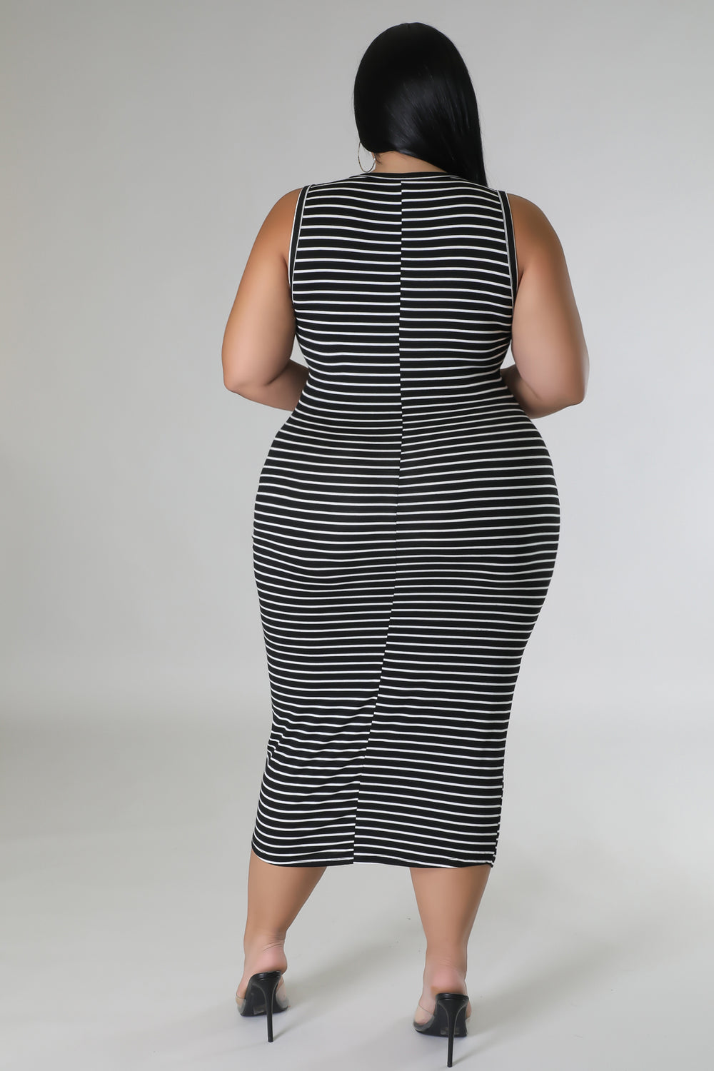 "Doing Me" Sleeveless Plus Size Midi Dress.