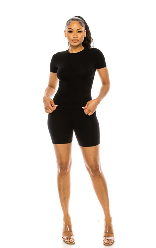 "Just Lounging" Plus Size Cotton Biker Shorts Set.