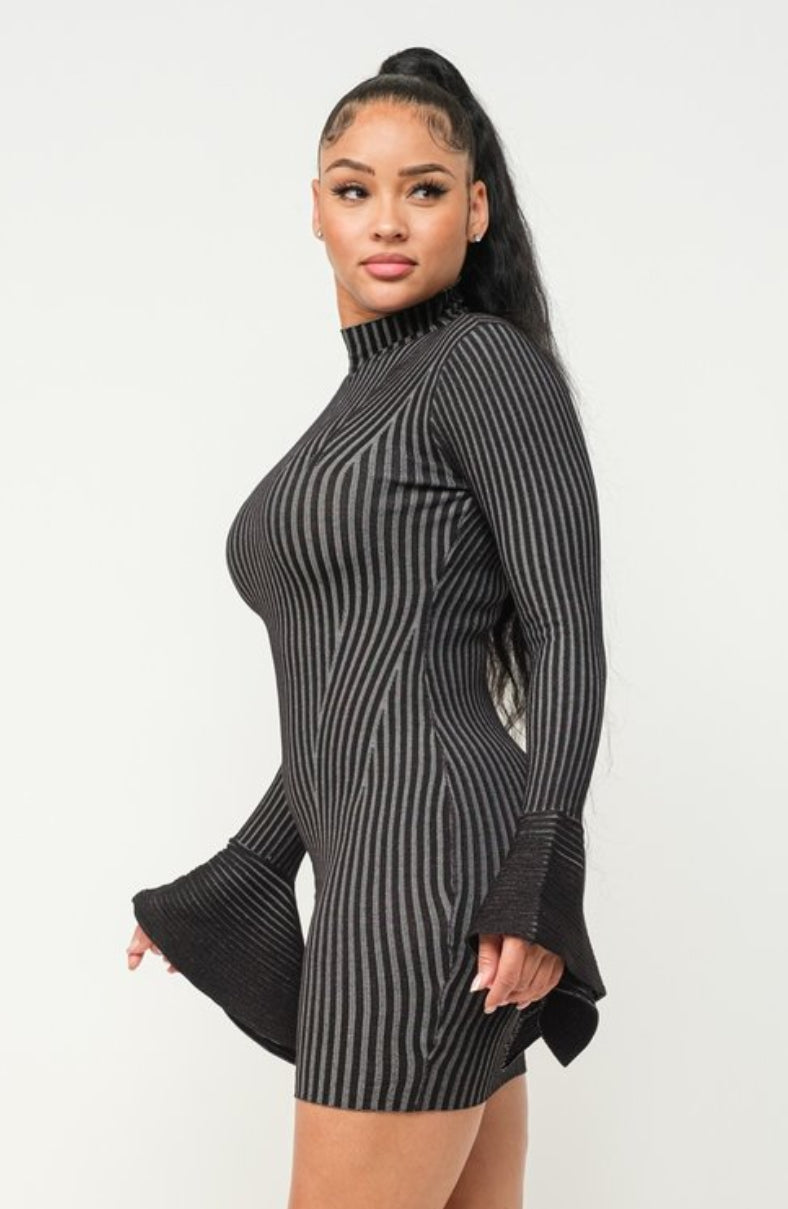 "Shorty Fine" Shark Bite Long Sleeve Mini Dress.