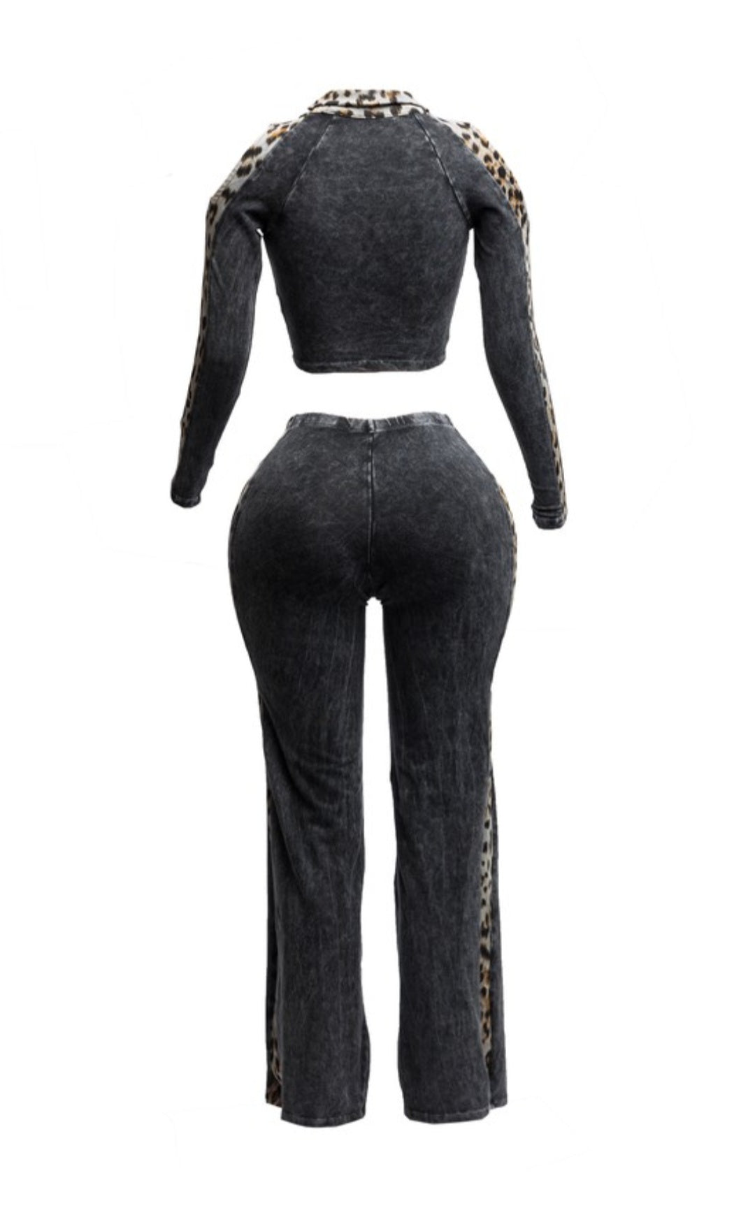 "Wild For You" Plus Size Mineral Washed Crop Top & Pants Set.