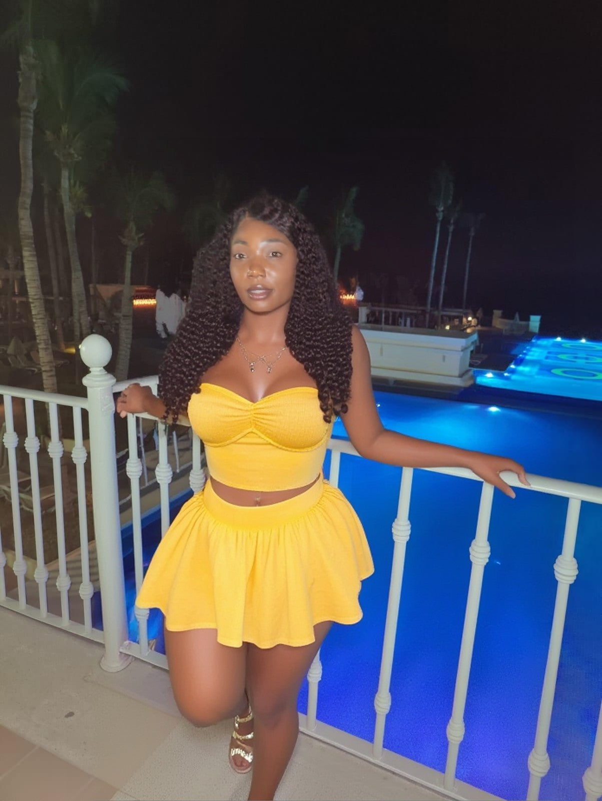 "So In Love" Sweetheart Braid Cropped Top & Skirt With Shorts Set.
