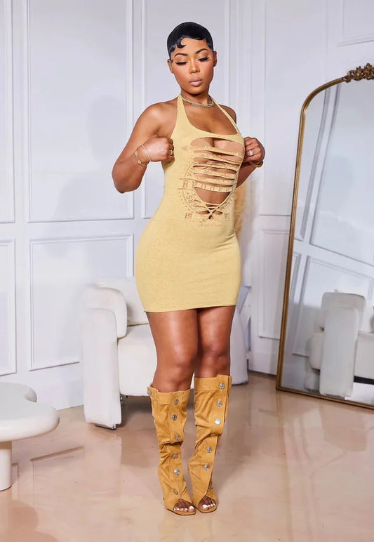 "After Hours" Halter Neck Mini Dress.