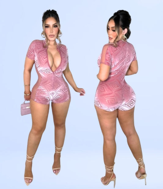 "Soft & Sweet" Mesh Side Velvet Romper.