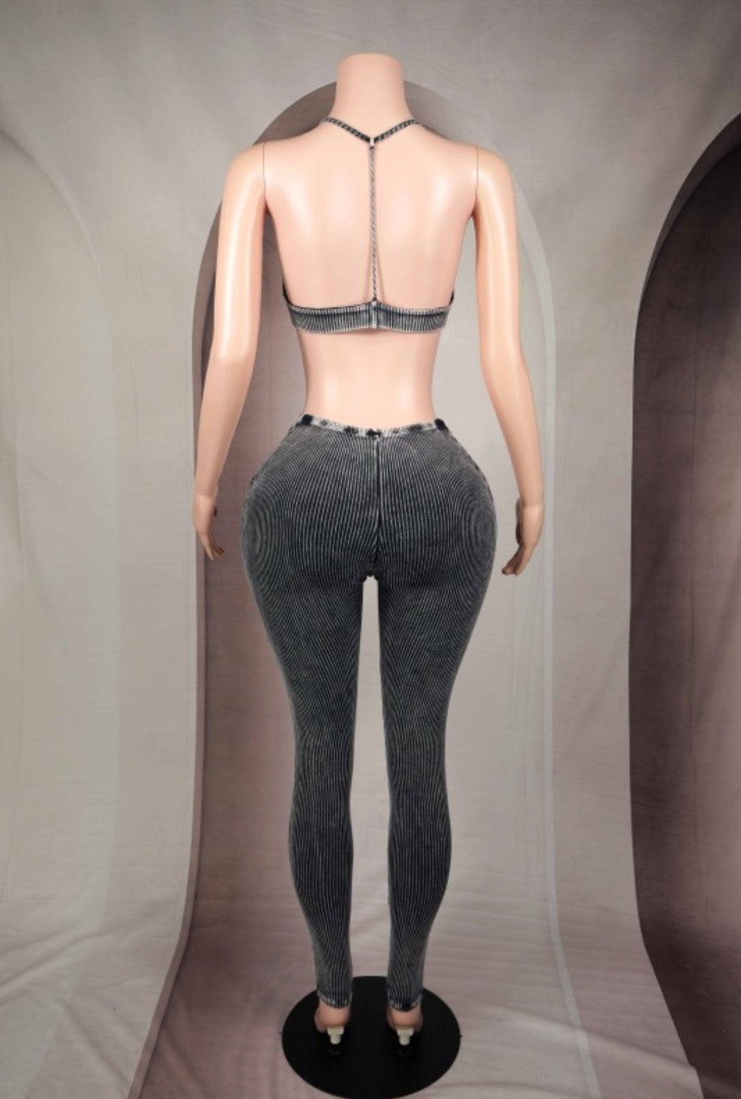 "Look At Me Now" Mineral Washed Bra Top & Bikini Leggings Set.