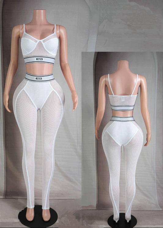 "In My Prime" Popcorn Mesh Bralette & Leggings Set.