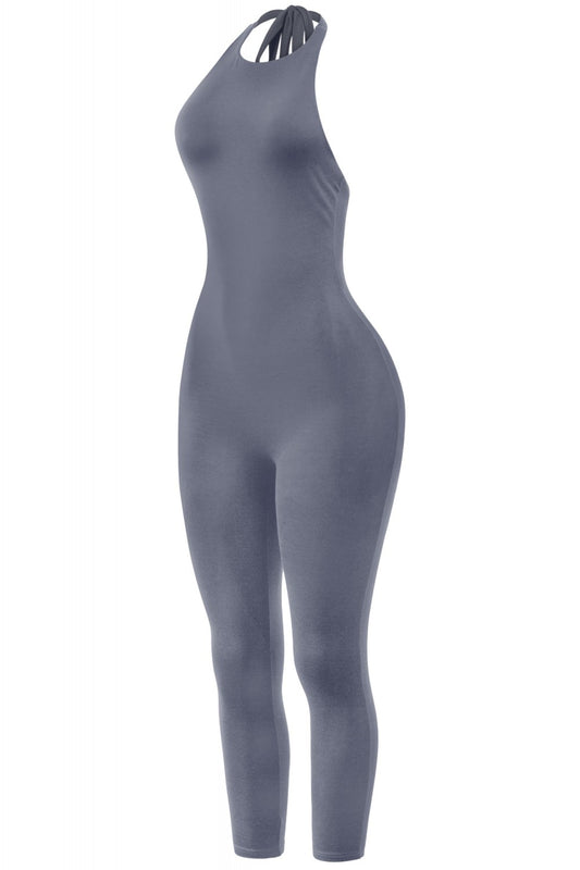 "Exquisite Temptation" Open Back Halter Tie Jumpsuit.