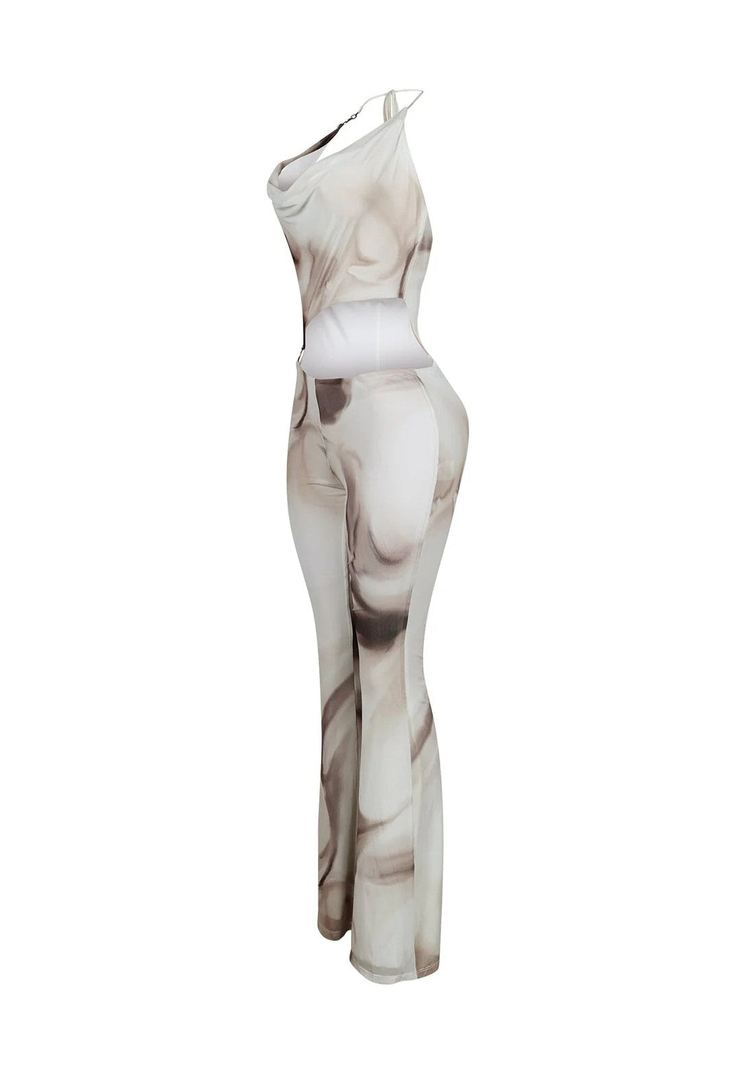 "Pretty & Happy" Midriff Cutout Halter Jumpsuit.