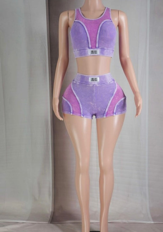 "Take A Picture" Color Block Crop Top & Shorts Set.