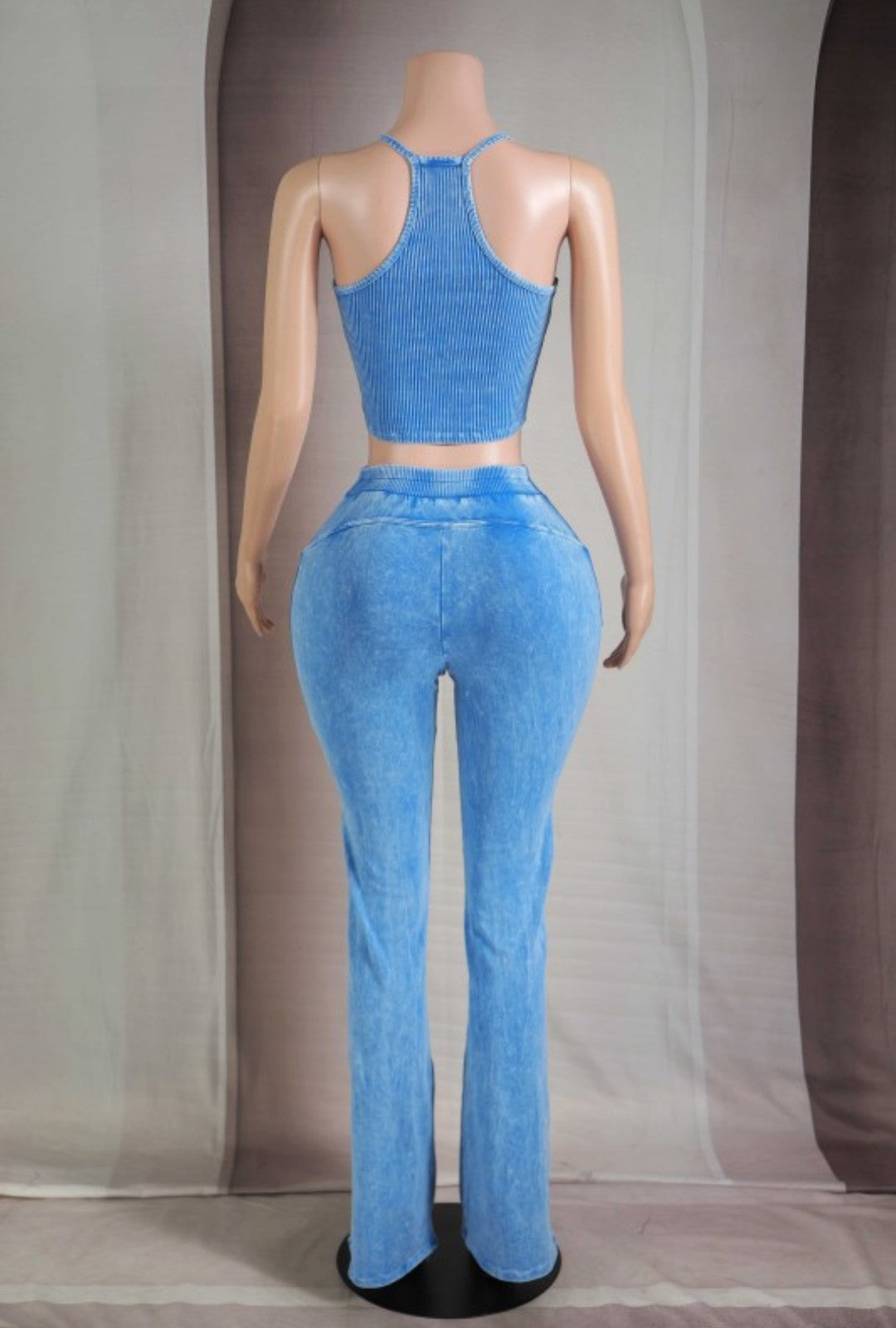 "Royalty" Mineral Wash Cropped Cami & Longe Pants Set.