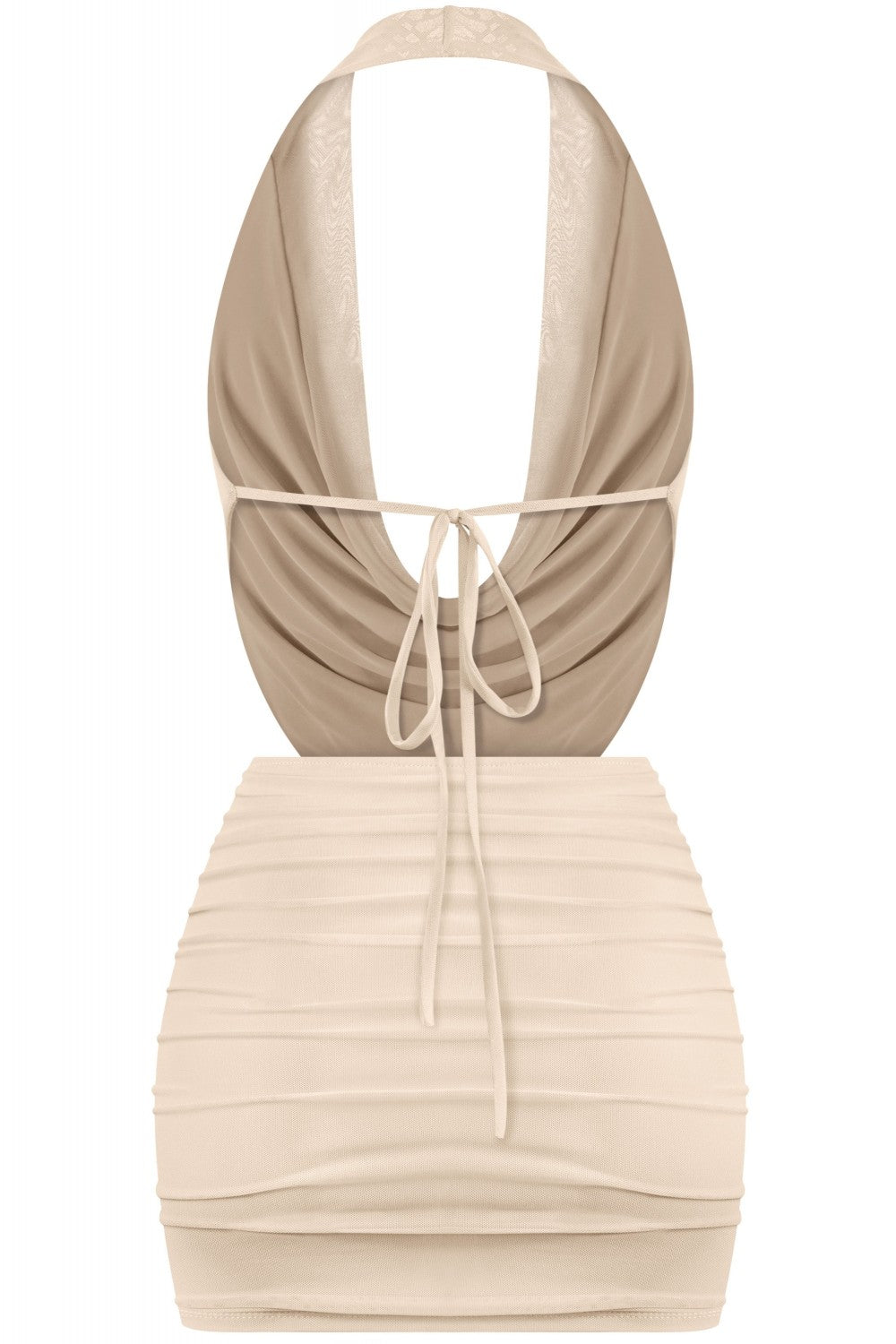 "So Seductive" Halter Cowl Neck Mesh Mini Dress.