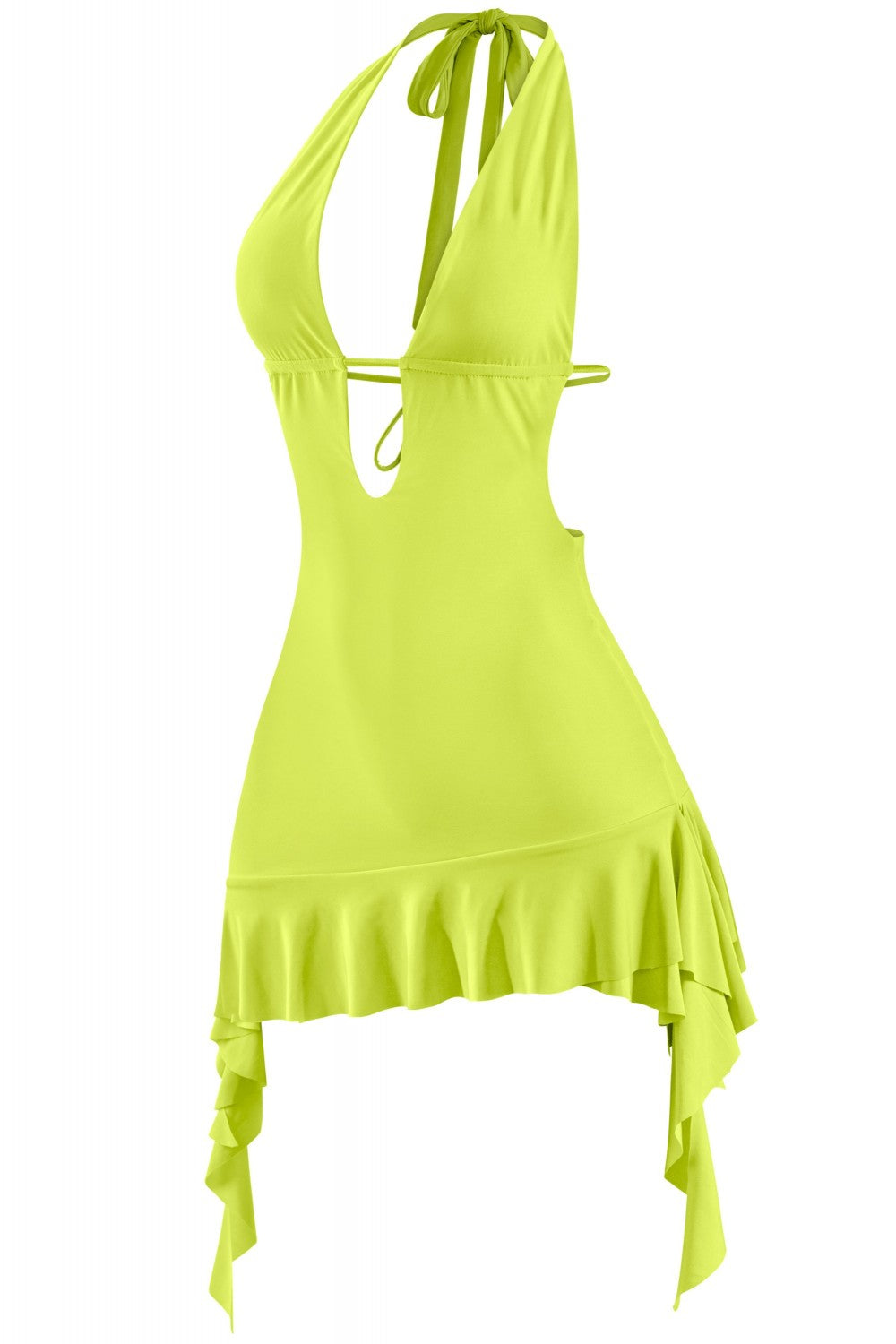 "In Your Dreams" Sleevless Halter Ruffled Mini Dress.