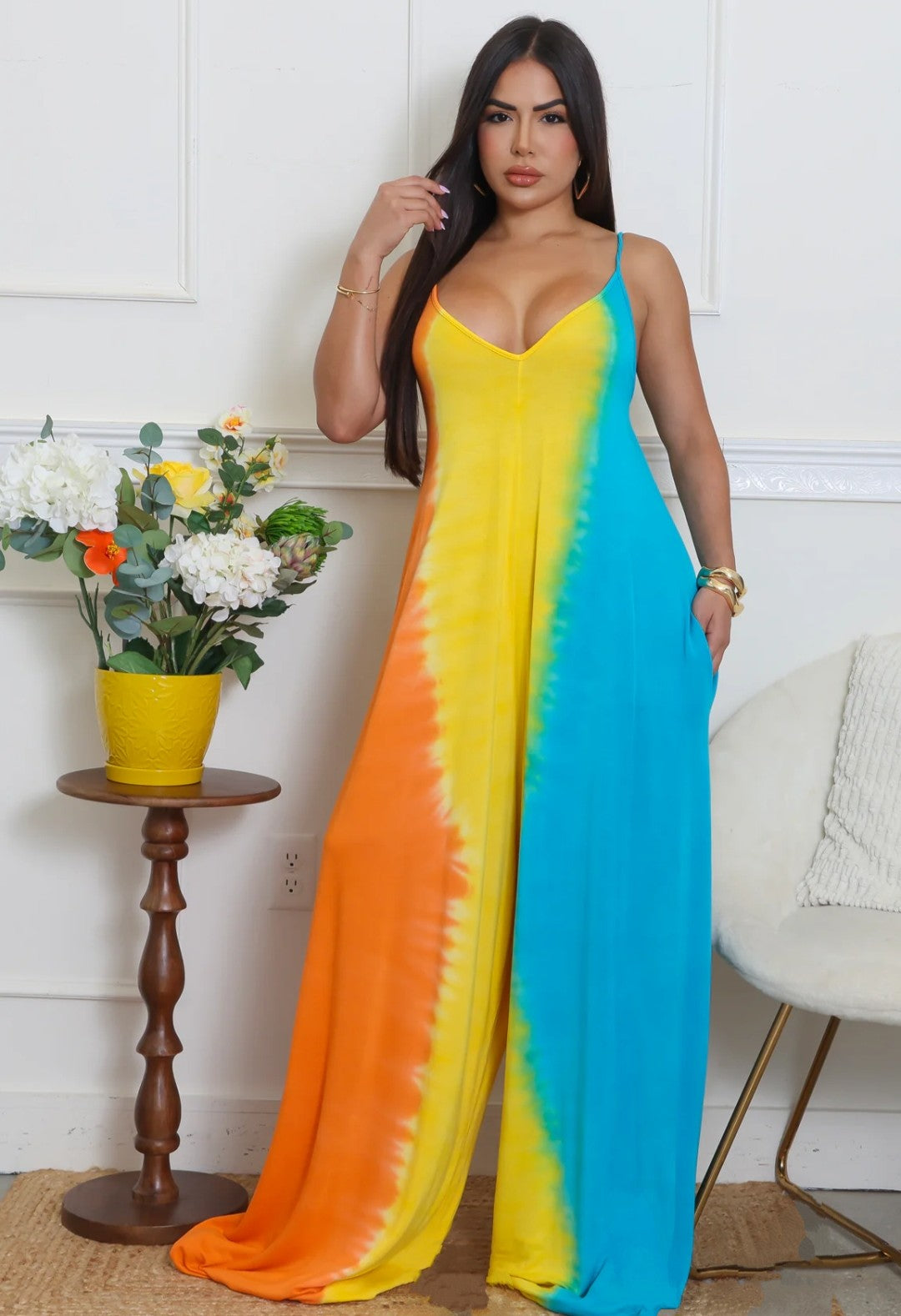"Sunrise" Flowy Jumpsuit With Pockets.
