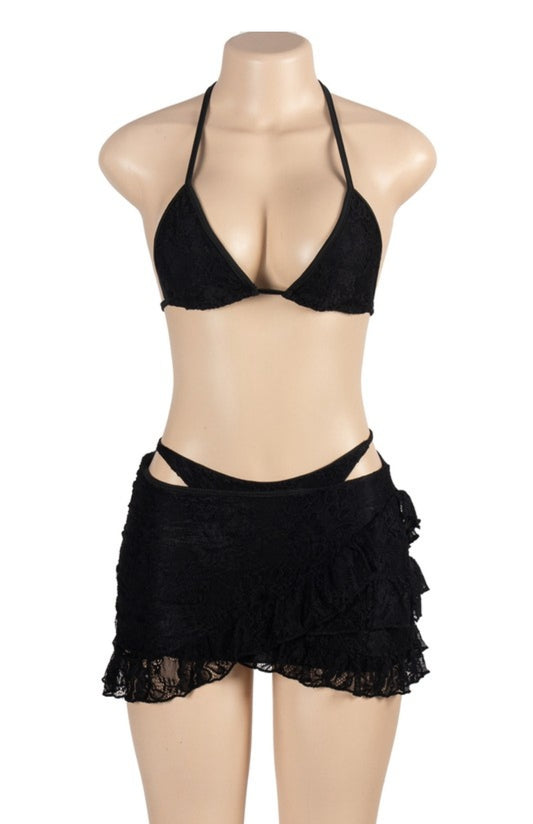 "Suns Out" 3 Piece Beach Skirt Set.