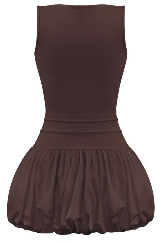 "No Words, Just Allure" Sleeveless Squareneck Bubble Mini Dress.