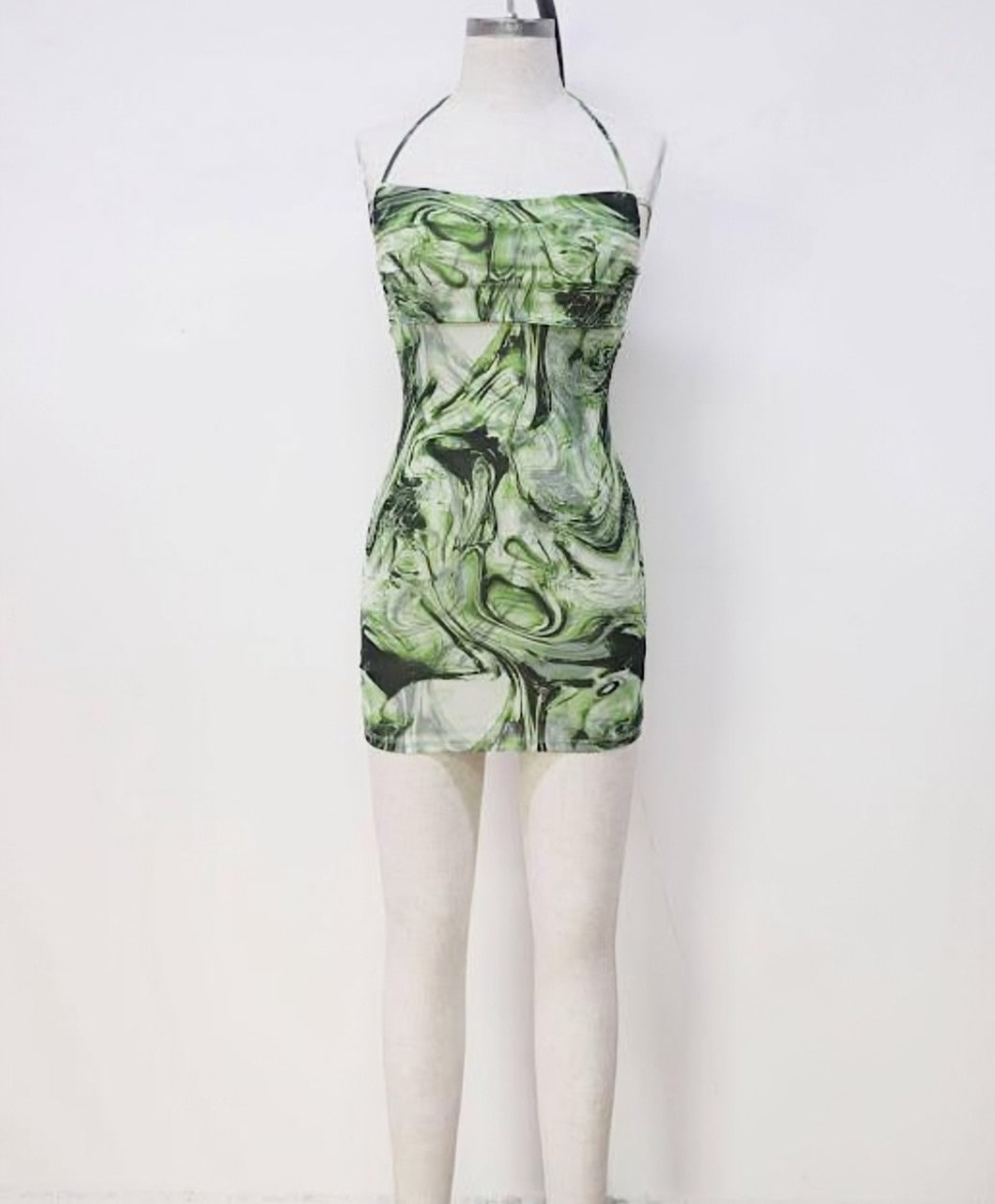 "Spring Vibes In Every Step" Halter Tie Neck & Back Mini Dress.