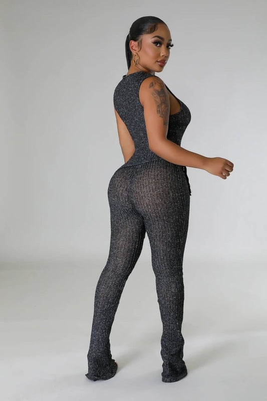 "Soft Girl Era" Fringe Detailed Top & Crochet Pants Set.