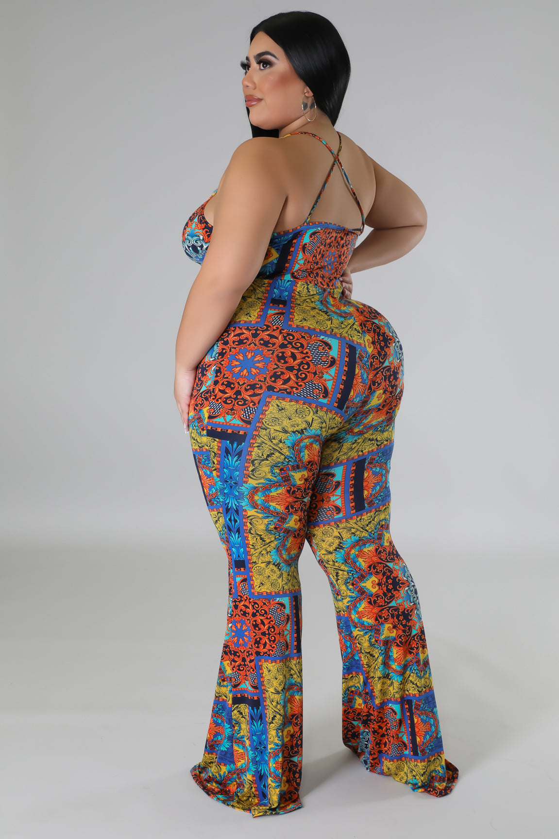 "Basilica" Plus Size Flare Bottom Jumpsuit.