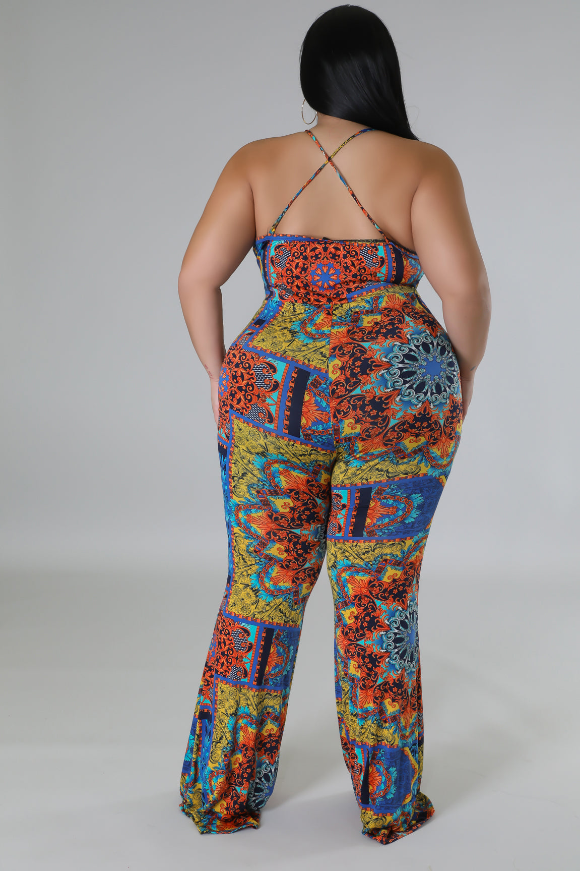 "Basilica" Plus Size Flare Bottom Jumpsuit.