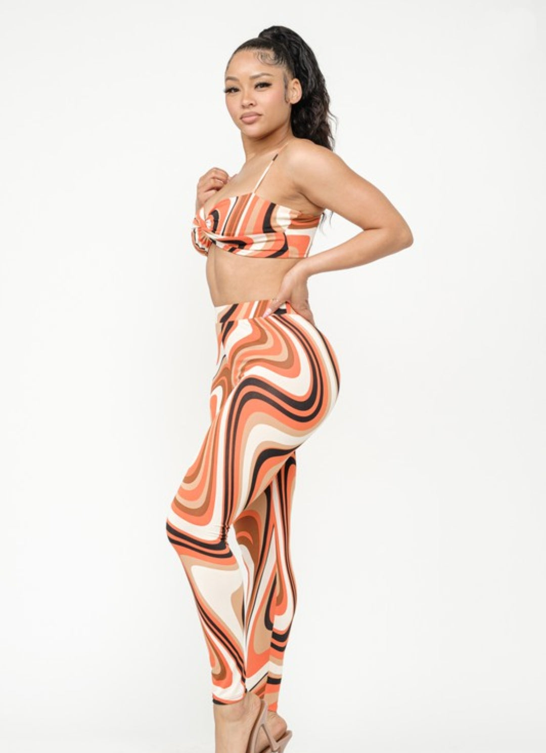 "One More Shot" Twist Bra Top & Leggings Set.