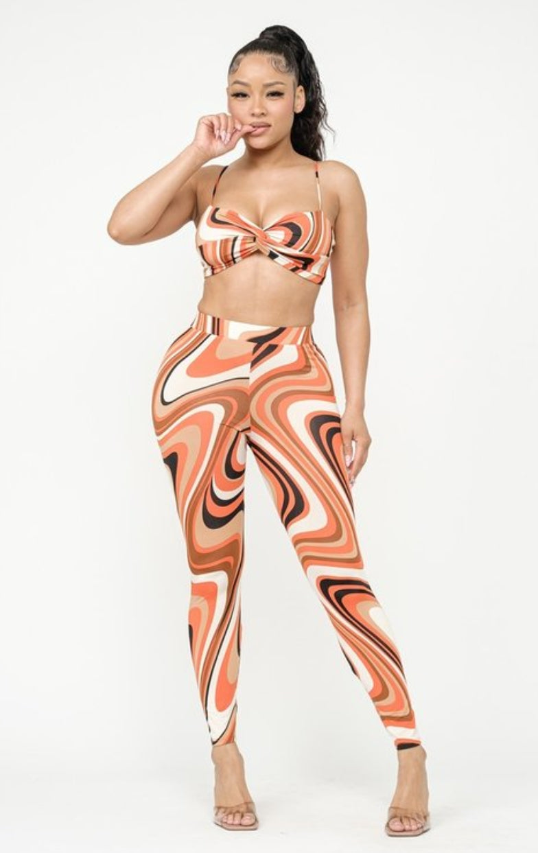 "One More Shot" Twist Bra Top & Leggings Set.