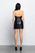 Load image into Gallery viewer, &quot;Watch And Learn&quot; PLEATHER ZIP-UP HALTER MINI DRESS.
