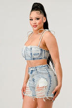 Load image into Gallery viewer, ATHINA No strings attached distressed denim set
