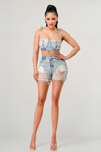 Load image into Gallery viewer, ATHINA No strings attached distressed denim set
