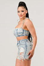 Load image into Gallery viewer, ATHINA No strings attached distressed denim set
