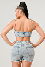 Load image into Gallery viewer, ATHINA No strings attached distressed denim set
