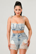 Load image into Gallery viewer, ATHINA No strings attached distressed denim set
