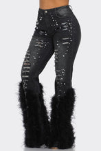 Load image into Gallery viewer, &quot;Effortless Charm, Endless Grace&quot; Distressed Pearl Embellished Feather Detail Jeans.
