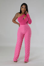 Load image into Gallery viewer, &quot;Paint The Town Pink&quot; One Shoulder Bodysuit &amp; High Waist Pants Set.
