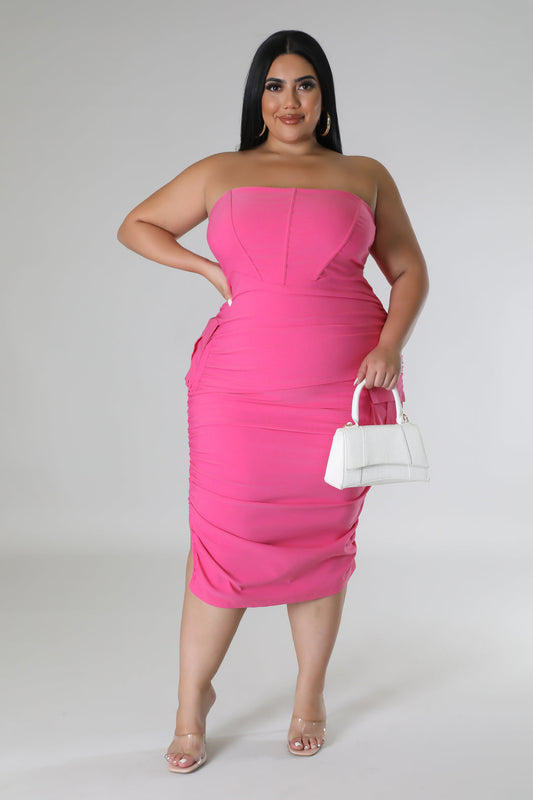 "Cuff It" Plus Size Corset Cargo Style Midi Dress. 