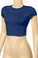 Load image into Gallery viewer, &quot;Too Cute To Handle&quot; Short Sleeve Round Neck Solid BasicCrop Top.
