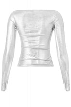 Load image into Gallery viewer, &quot;Sparkle &amp; Shine&quot; Long Sleeve Boat Neckline Metallic Top. 
