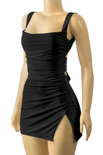 Load image into Gallery viewer, &quot;Raise The Bar&quot; Sleeveless Open Back Slip Mini Dress With Side Slit.
