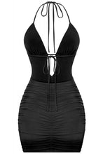 Load image into Gallery viewer, &quot;Dangerously Charming&quot; Halter Deep Plunge Open Back Mini Dress. 
