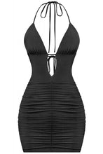 Load image into Gallery viewer, &quot;Dangerously Charming&quot; Halter Deep Plunge Open Back Mini Dress. 
