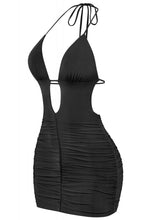 Load image into Gallery viewer, &quot;Dangerously Charming&quot; Halter Deep Plunge Open Back Mini Dress. 
