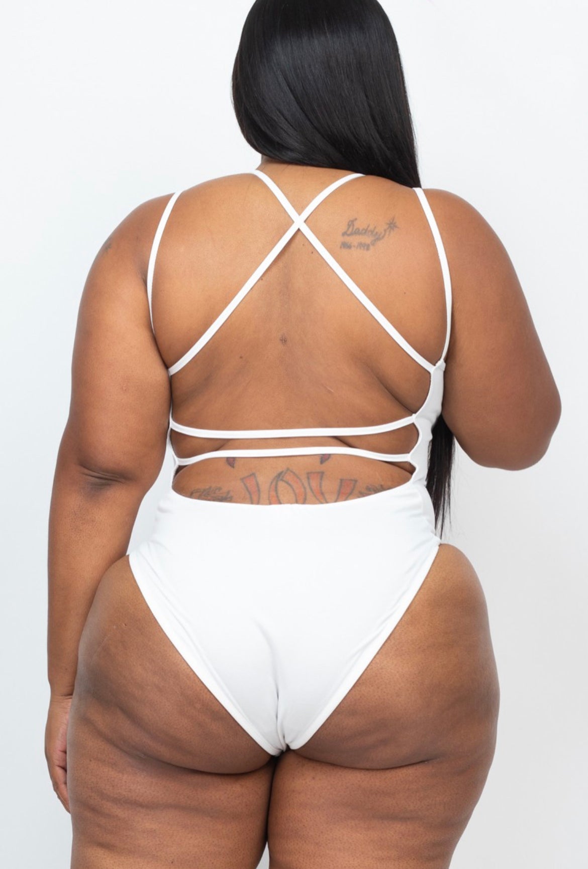 "Heavenly" Plus Size Crisscross Back Bodysuit.