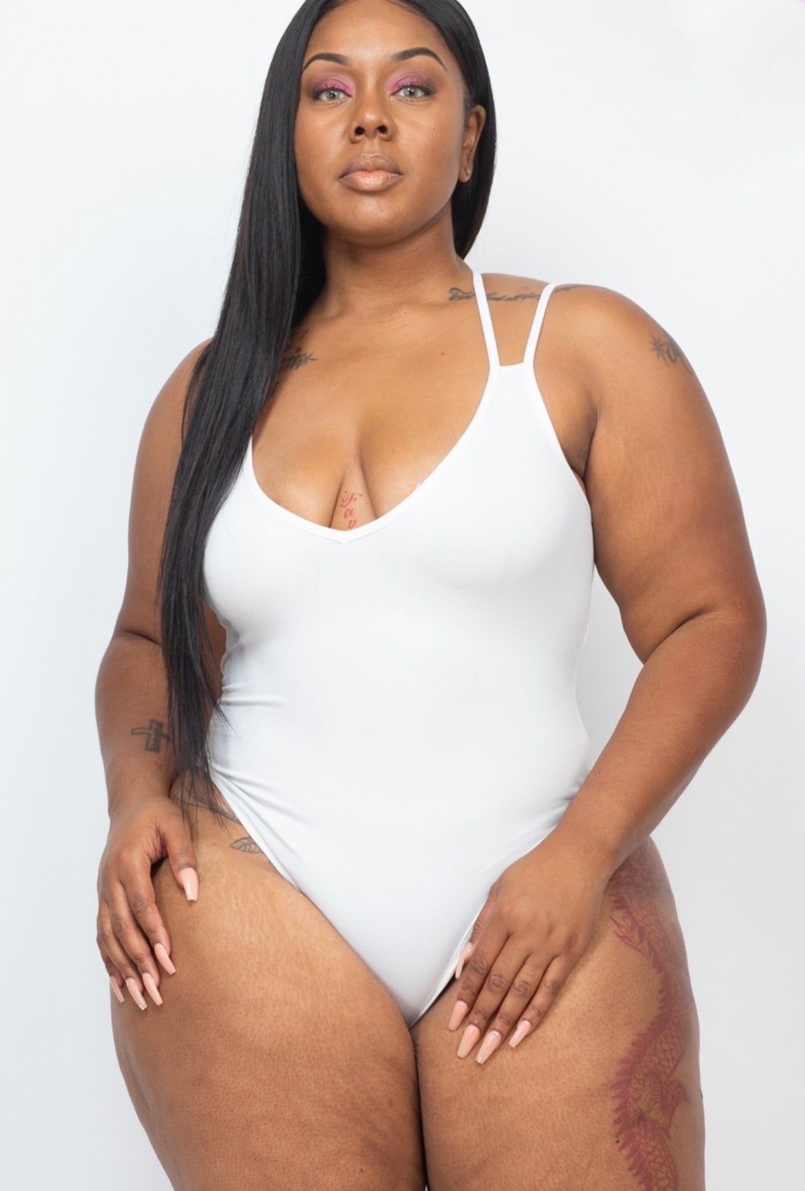 "Heavenly" Plus Size Crisscross Back Bodysuit.